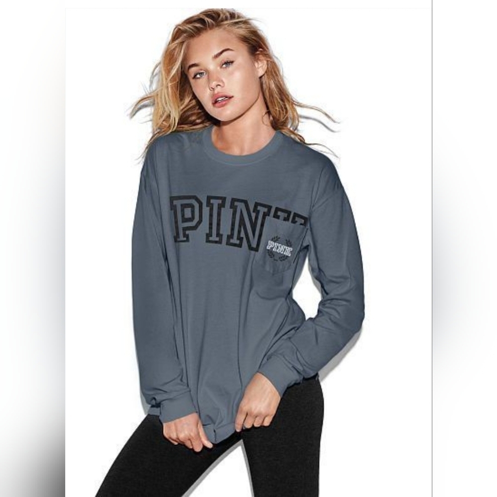🌸PINK Victoria's Secret Women's Blue Long Sleeve Top🌸